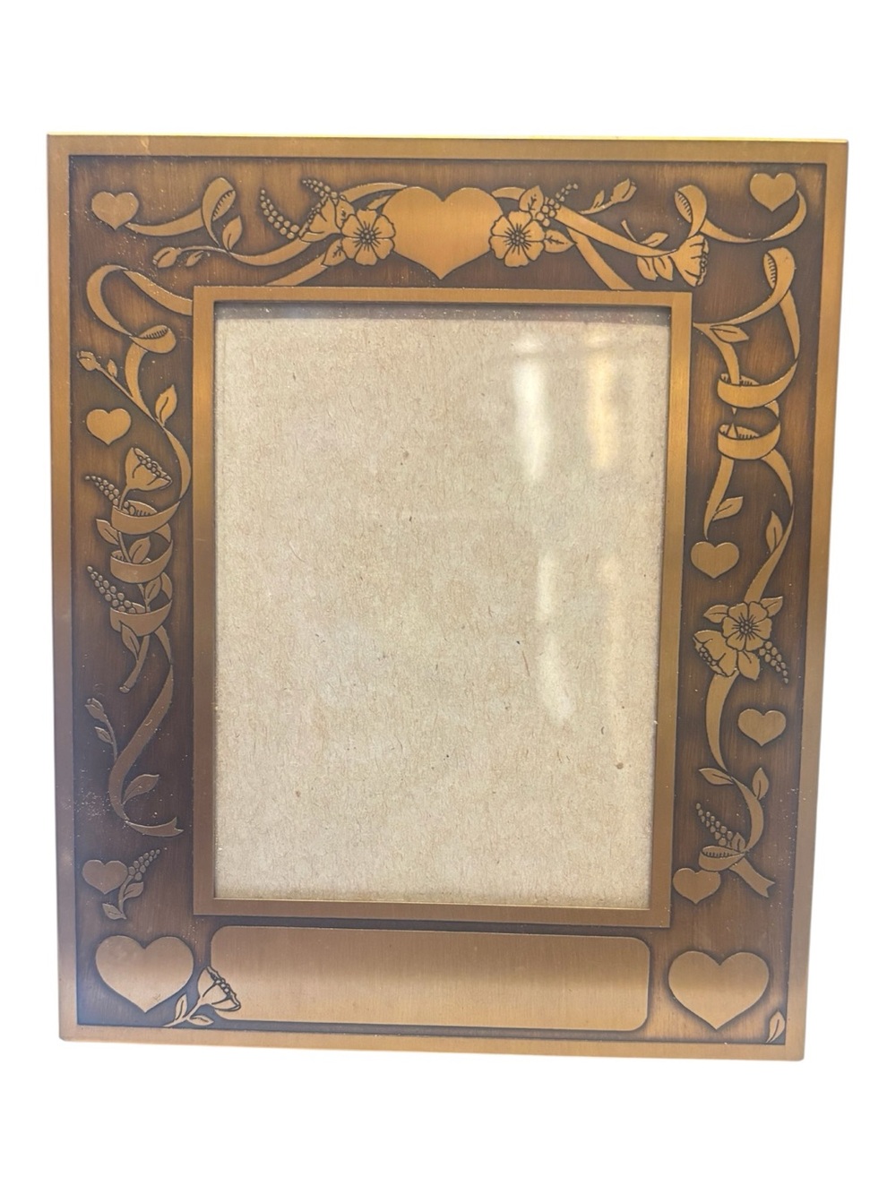 Carr Brass vintage Engraveable  Heart & Floral Photo Frame - like new